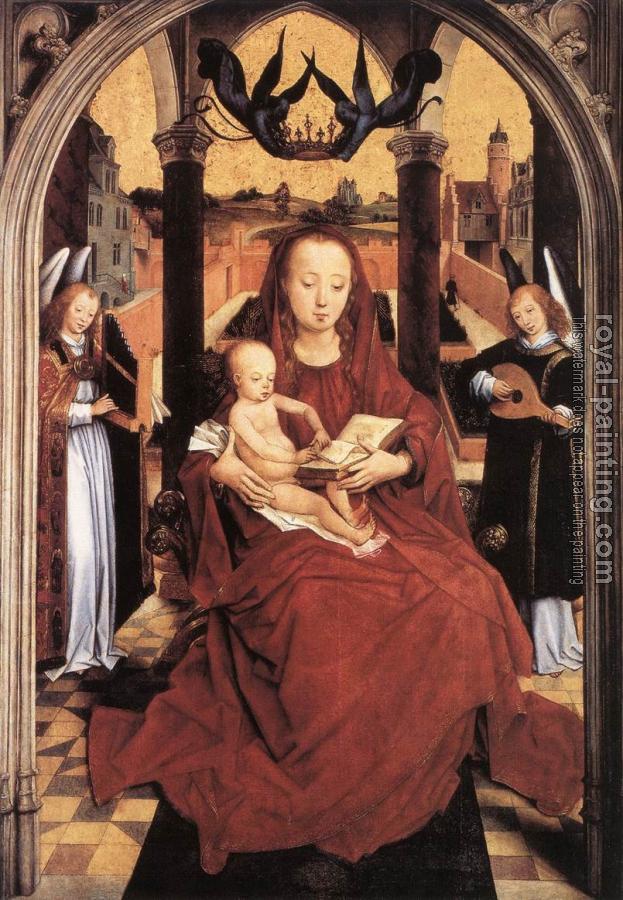 Hans Memling : Virgin and Child Enthroned with two Musical Angels
